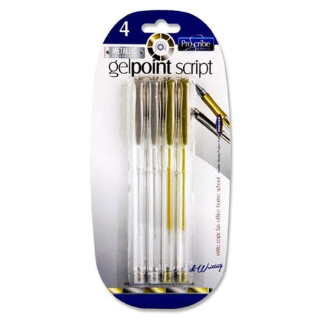 Pro:Scribe Gelpoint Script Gel Pens - Silver & Gold - Pack of 4-Gel Pens-Pro:Scribe | Buy Online at Stationery Shop