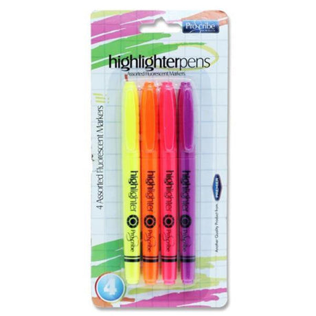 Pro:Scribe Highlighter Pens - Pack of 4 | Stationery Shop UK
