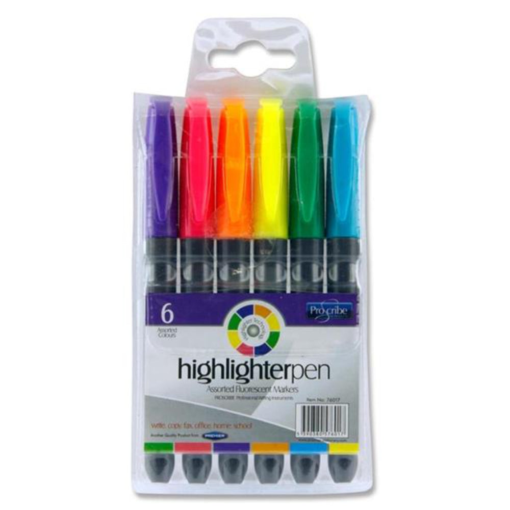 Pro:Scribe Highlighter Pens - Pack of 6 | Stationery Shop UK