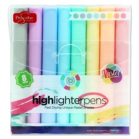 Pro:Scribe Highlighter Pens - Pack of 8 | Stationery Shop UK
