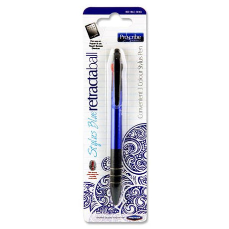 Pro:Scribe Stylus Blue Retractaball 3 Colour Stylus Pen | Stationery Shop UK