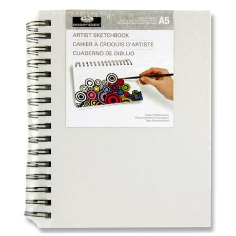 Royal & Langnickel Essentials Artist Canvas Cover Wiro Sketch - A5, 110Gsm-Sketchbooks-Royal & Langnickel | Buy Online at Stationery Shop