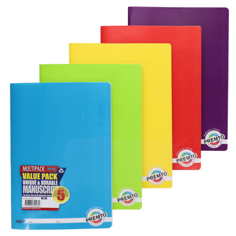 Premto Multipack | A4 Durable Cover Manuscript Book - 120 Pages - Pack of 5