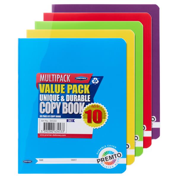 Premto Multipack | No.11 Durable Cover Copy Book - 88 Pages - Pack of 10