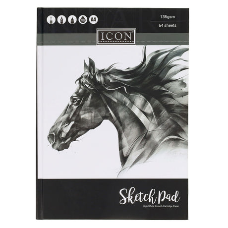 Icon A4 Hardcover Sketch Book Blue Cover - 135gsm - 64 Sheets