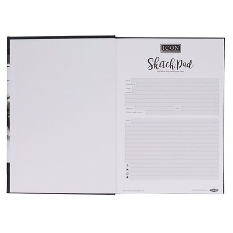 Icon A4 Hardcover Sketch Book Blue Cover - 135gsm - 64 Sheets