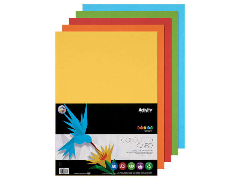 Premier Activity A3 Card - 160gsm - Rainbow - 50 Sheets