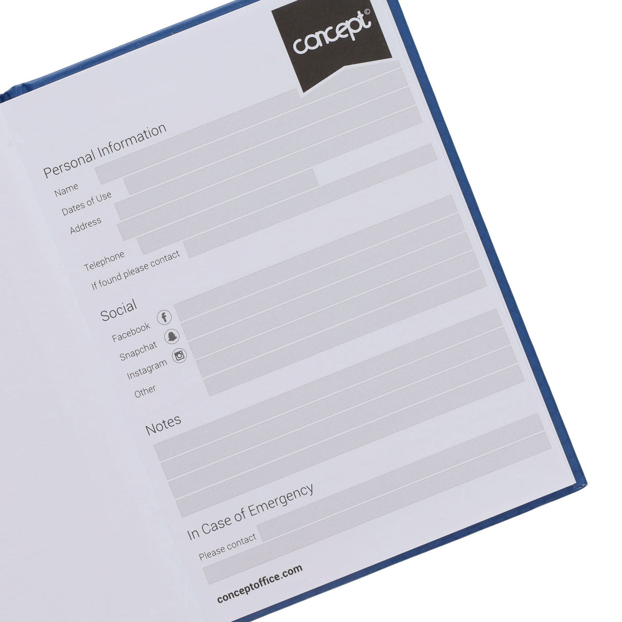 Concept A6 Hardcover Notebook - 160 Pages - Blue