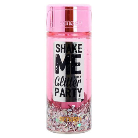 Smash 375ml Leak Proof Cascade Glitter Bottle - Dual Wall Insulation - Pink | Stationery Shop UK