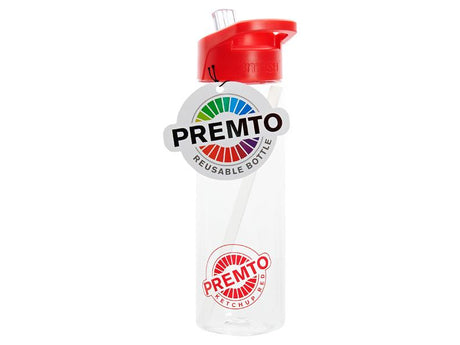 Premto 700ml Tritan Bottle - Clear - Ketchup Red