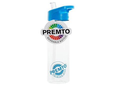 Premto 700ml Tritan Bottle - Clear - Printer Blue