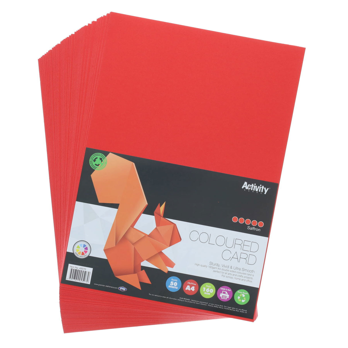 Premier Activity A4 Card - 160 gsm - Saffron Orange - 50 Sheets