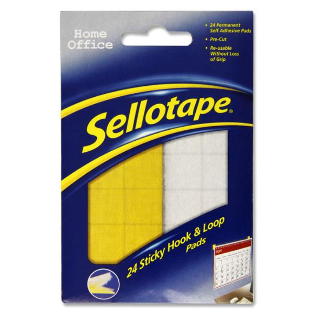 Sellotape Sticky Hook & Loop Pads - Pack of 24 | Stationery Shop UK