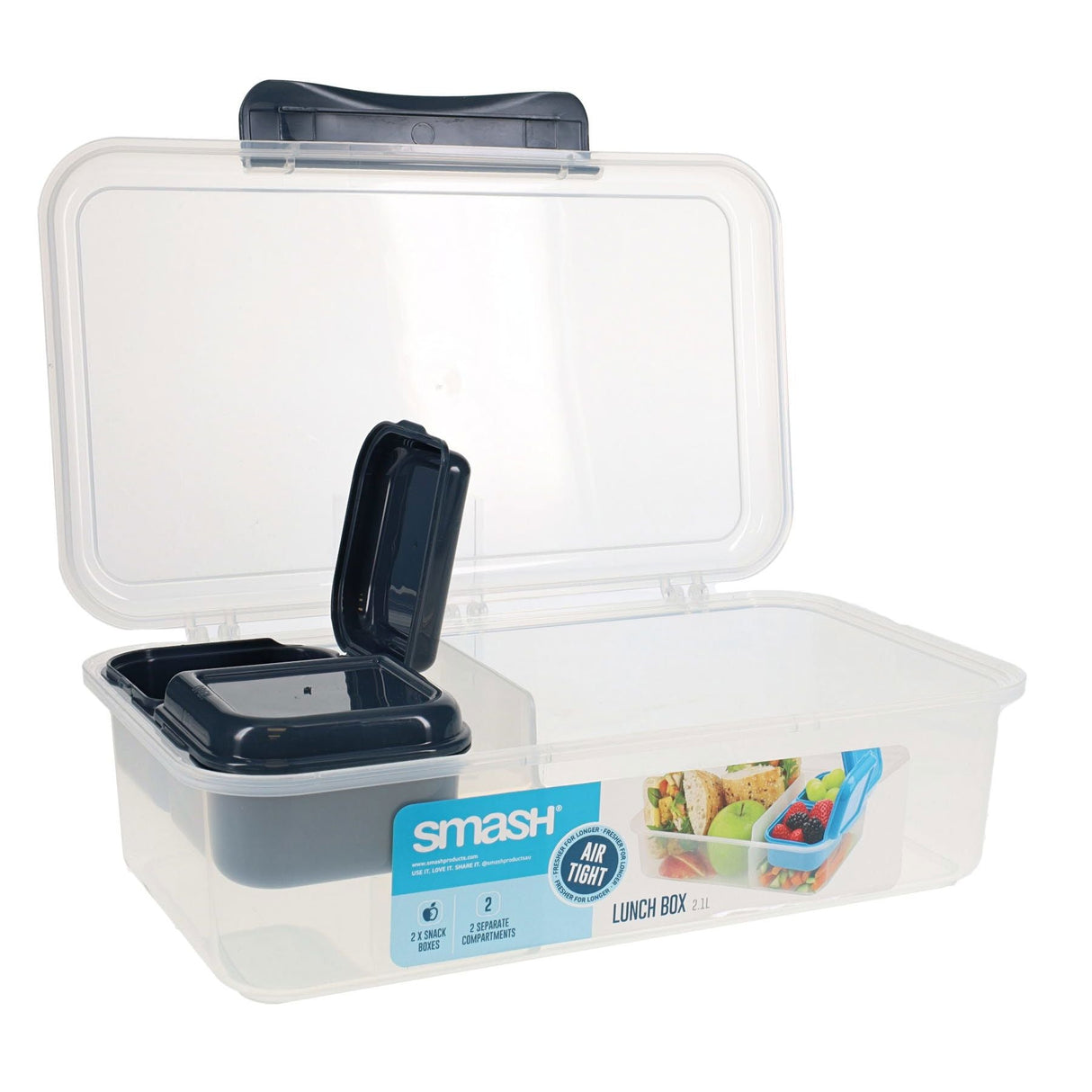 Smash Leakproof Box with Removable Compartment - 2.1L - Black | Stationery Shop UK