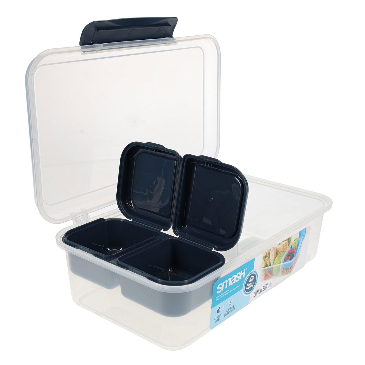 Smash Leakproof Box with Removable Compartment - 2.1L - Black-Lunch Boxes-Smash|StationeryShop.co.uk
