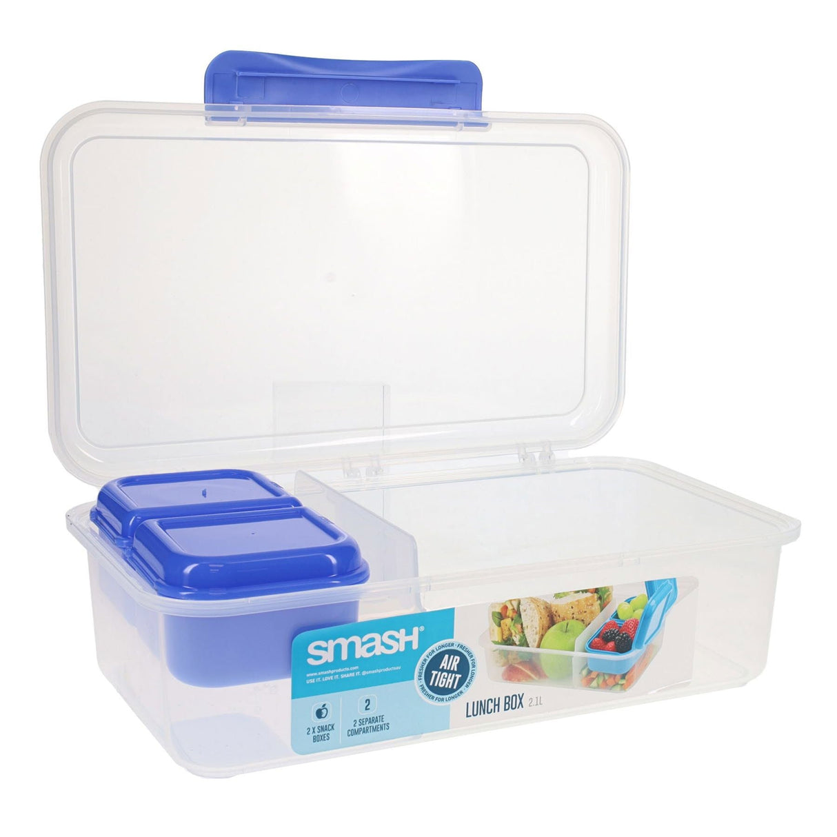 Smash Leakproof Box with Removable Compartment - 2.1L - Blue-Lunch Boxes-Smash|StationeryShop.co.uk