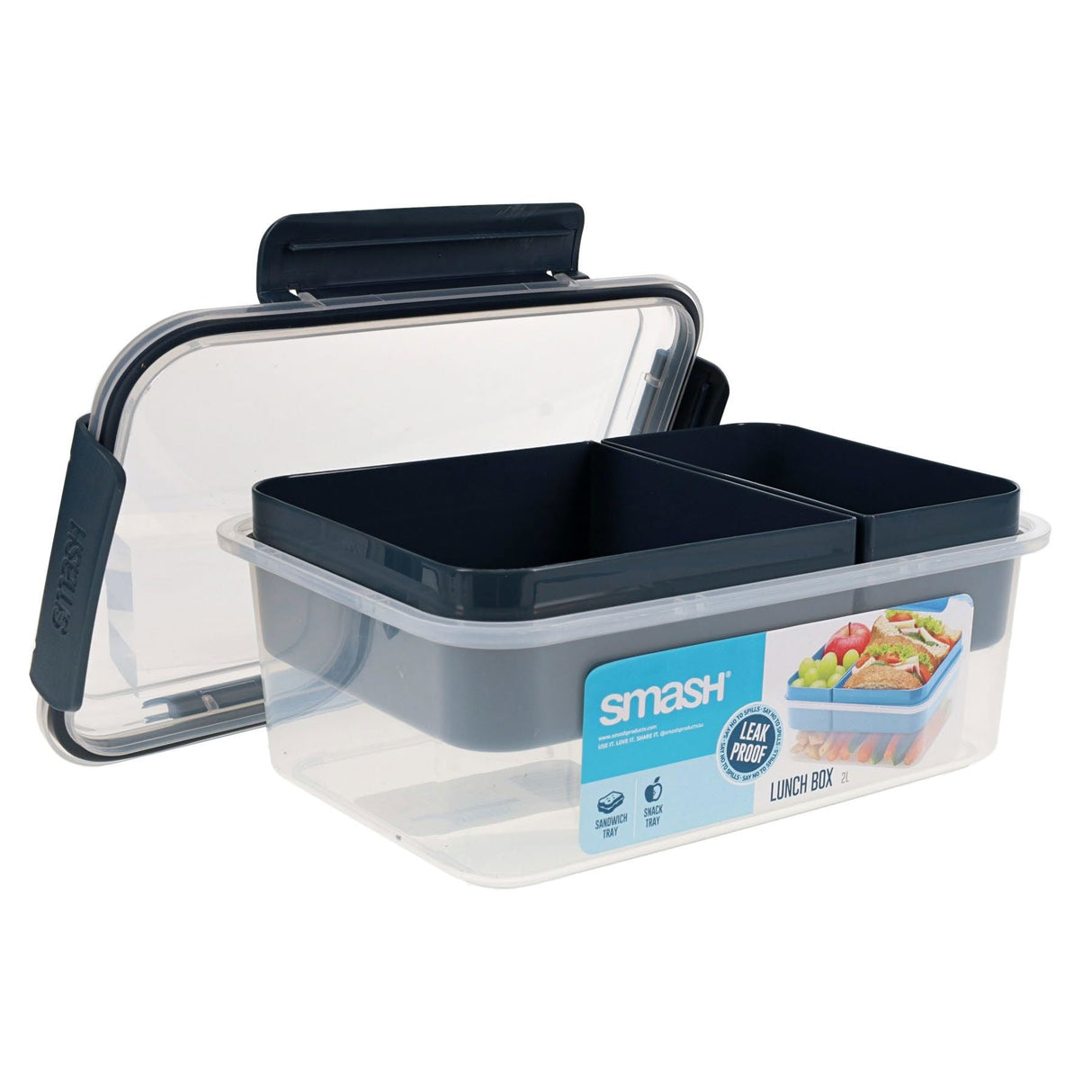 Smash Leakproof Clip & Seal Lunch Box - 2L - Black | Stationery Shop UK
