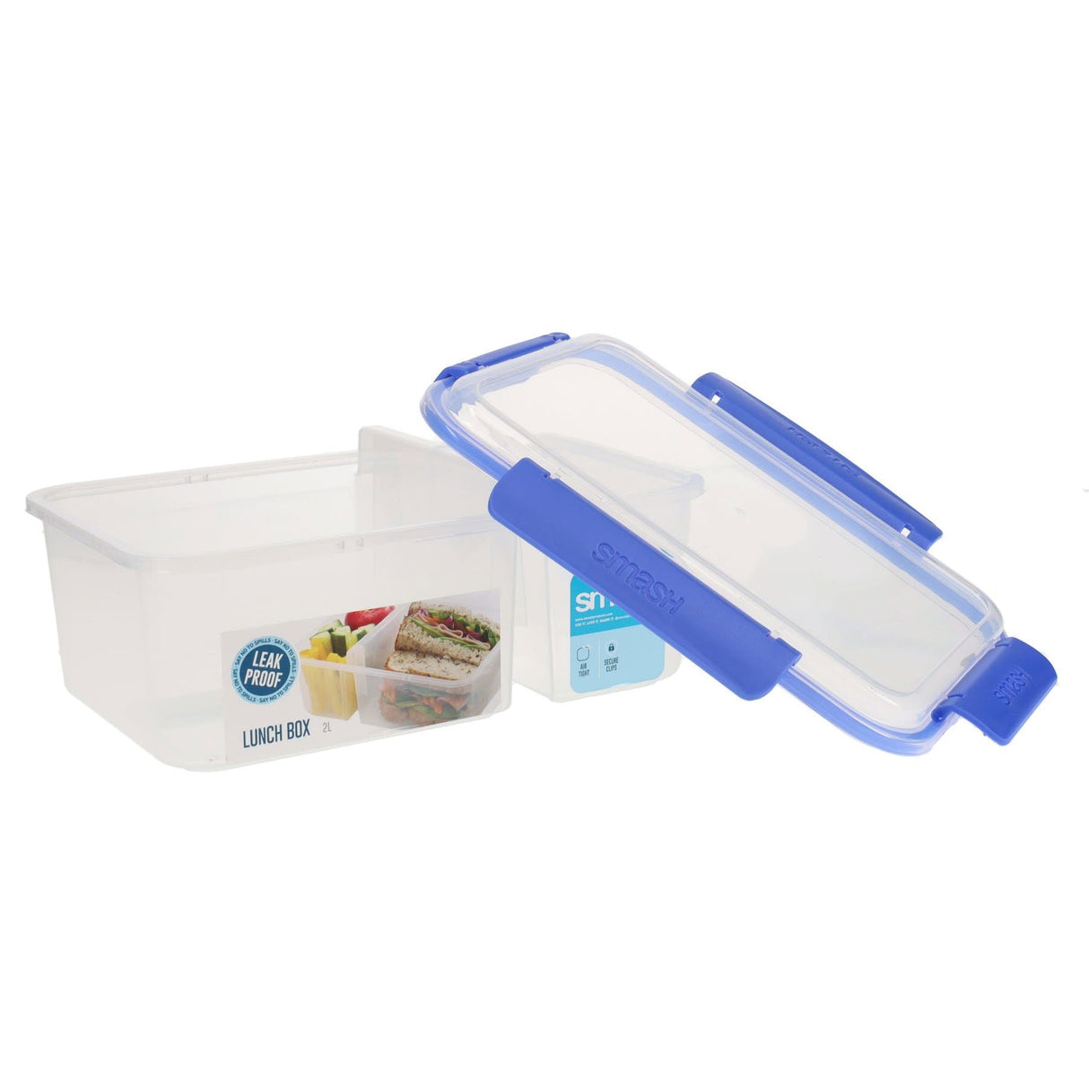 Smash Leakproof Divided Lunch Box - 2L - Blue | Stationery Shop UK