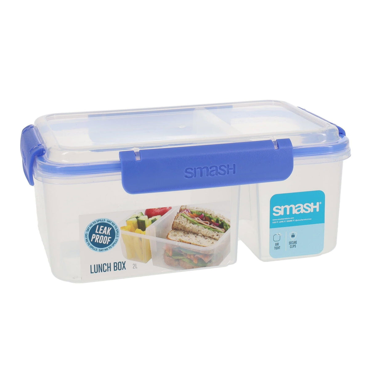 Smash Leakproof Divided Lunch Box - 2L - Blue | Stationery Shop UK