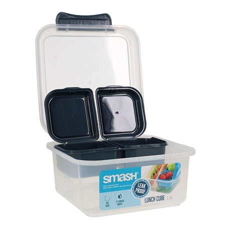 Smash Leakproof Lunch Cube with Compartments - 1.15L - Black | Stationery Shop UK