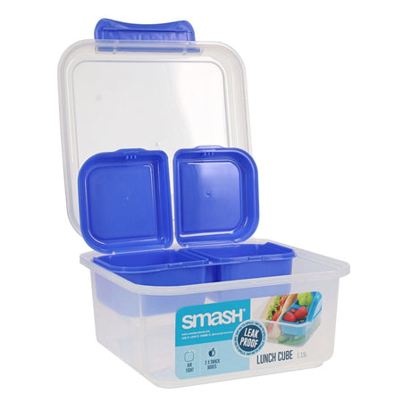 Smash Leakproof Lunch Cube with Compartments - 1.15L - Blue | Stationery Shop UK