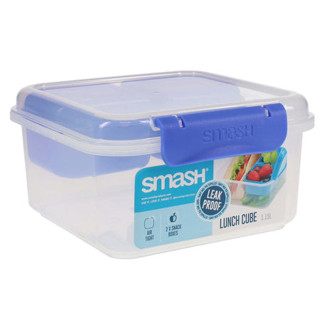 Smash Leakproof Lunch Cube with Compartments - 1.15L - Blue | Stationery Shop UK