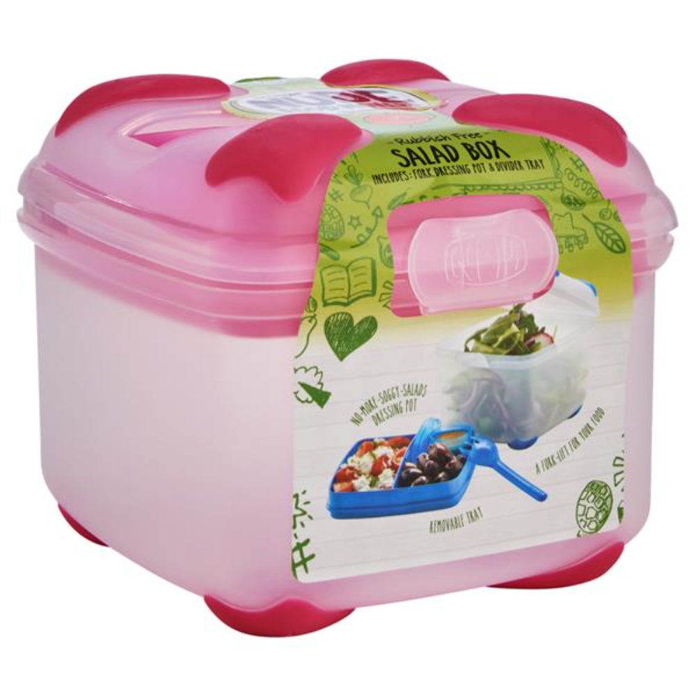 Smash Nude Food Mover 2 Tier Salad Box with Fork - Pink | Stationery Shop UK