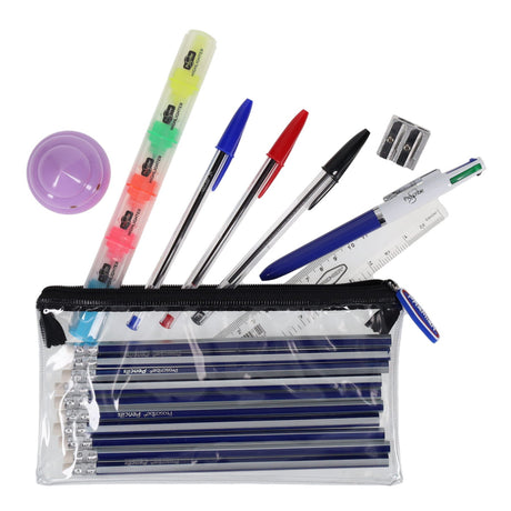 Stationery Multipack I 200x115mm Transparent Pencil Case Stationery Set - Option 1 | Stationery Shop UK