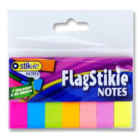 Stik-ie FlagStikie Page Markers - 140 Sheets - Neon - Pack of 7-Sticky Notes-Stik-ie|StationeryShop.co.uk