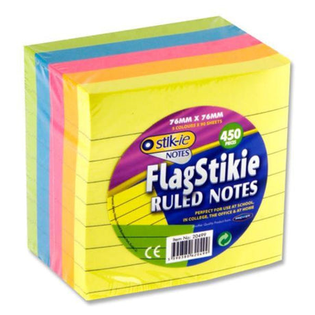 Stik-ie FlagStikie Ruled Notes -76 x 76mm - 450 Pieces | Stationery Shop UK