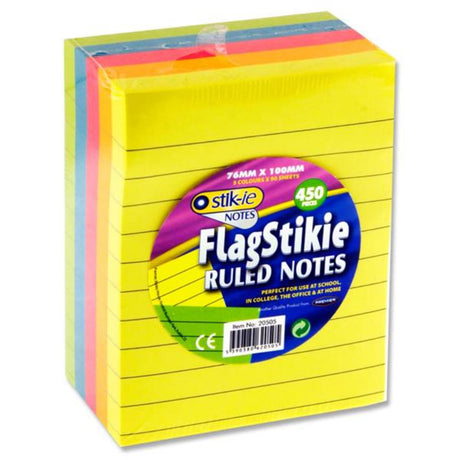 Stik-ie FlagStikie Ruled Notes -76x100mm - 450 Pieces | Stationery Shop UK