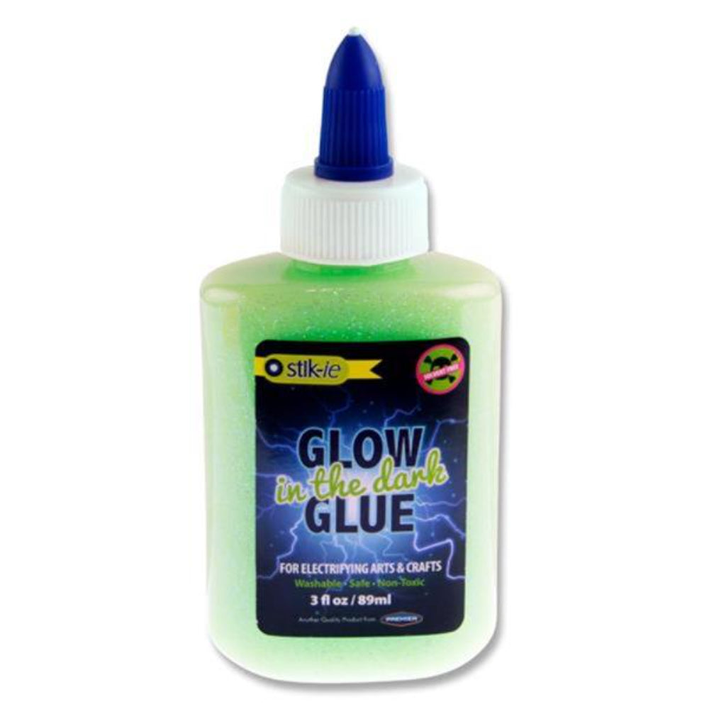 Stik-ie Glow In The Dark Glitter Glue - 89ml - Electrifying Green | Stationery Shop UK