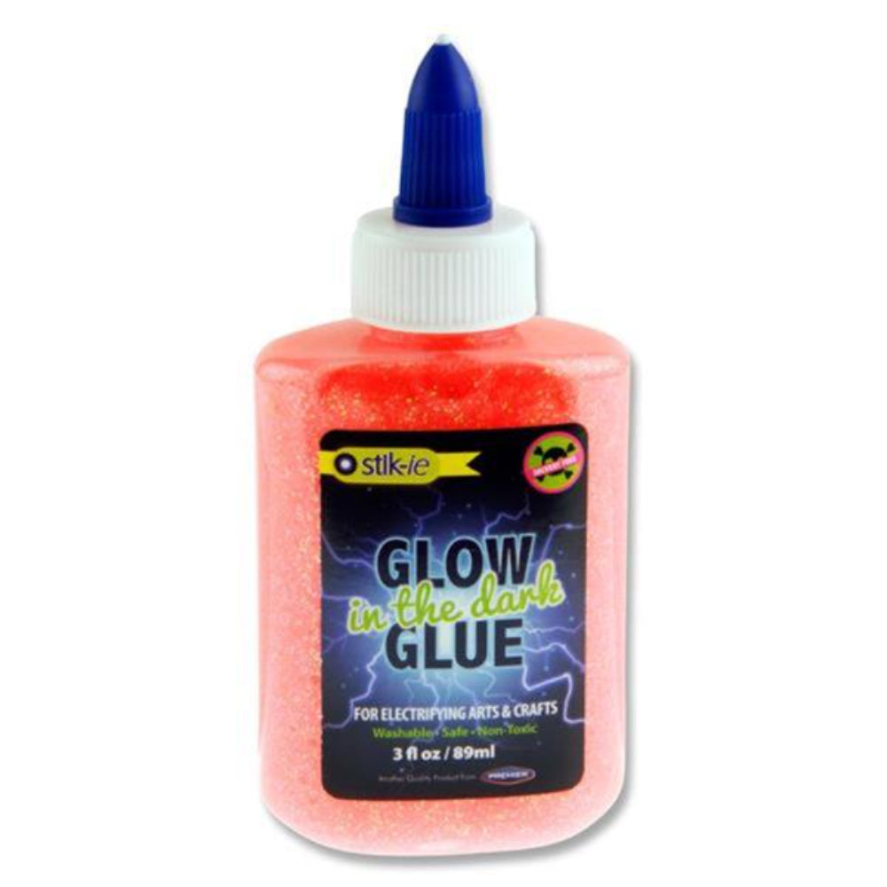 Stik-ie Glow In The Dark Glitter Glue - 89ml - Electrifying Pink | Stationery Shop UK