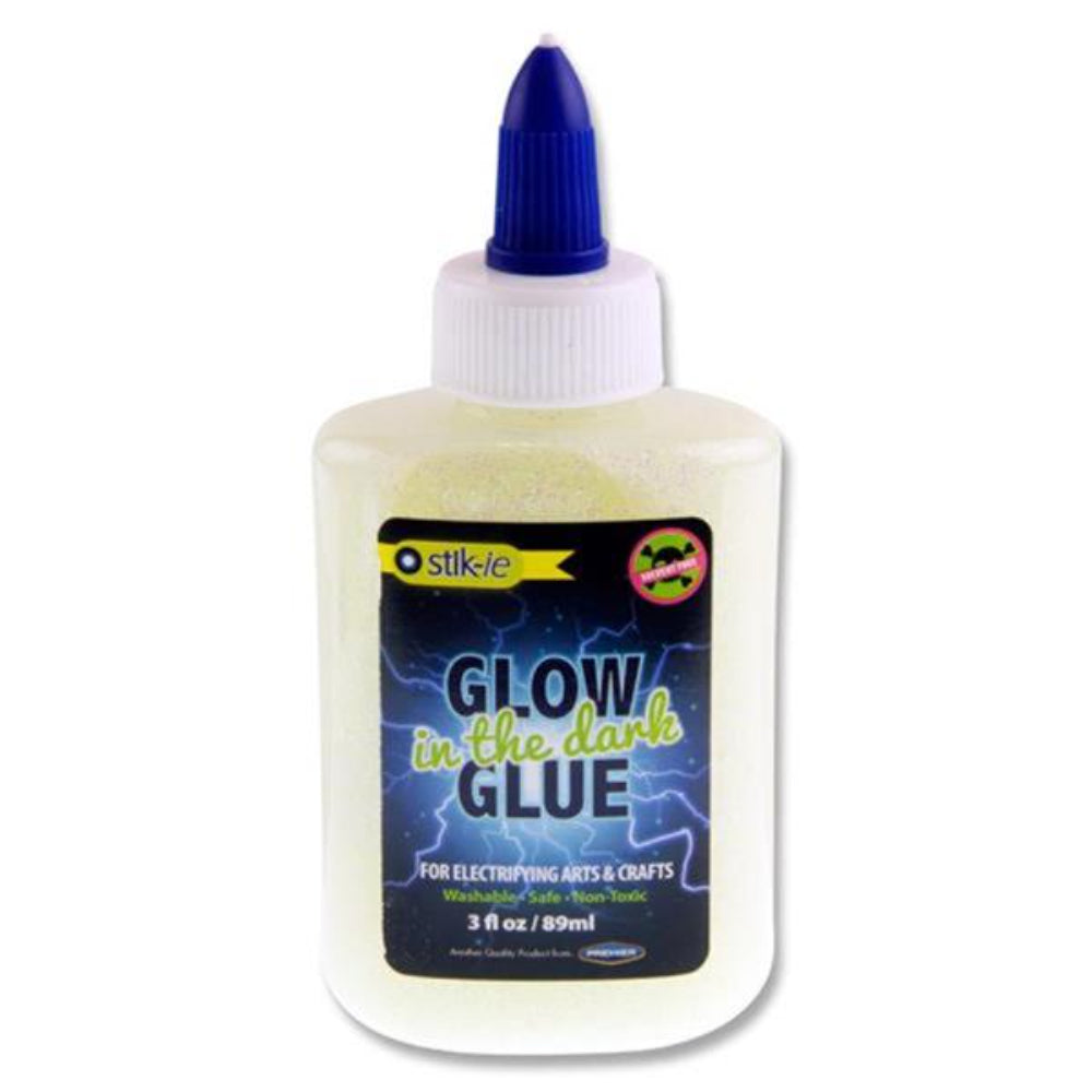 Stik-ie Glow In The Dark Glitter Glue - 89ml - Electrifying White | Stationery Shop UK