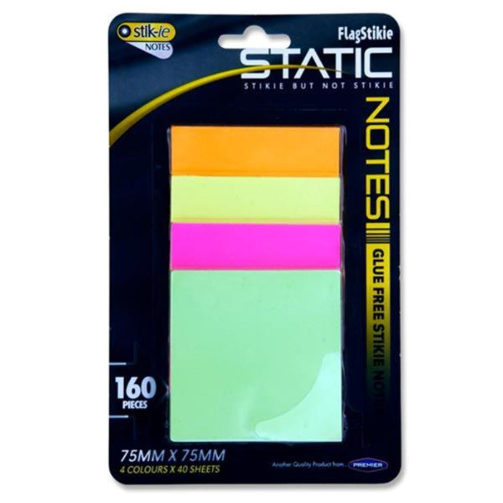 Stik-ie Glue Free Static Notes - 75mm x 75mm - Pack of 4 | Stationery Shop UK