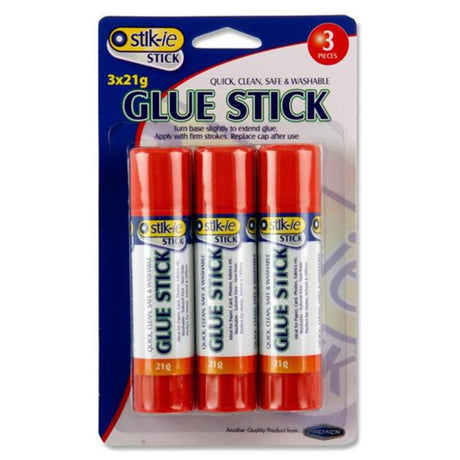 Stik-ie Glue Sticks - 21g - Pack of 3 | Stationery Shop UK