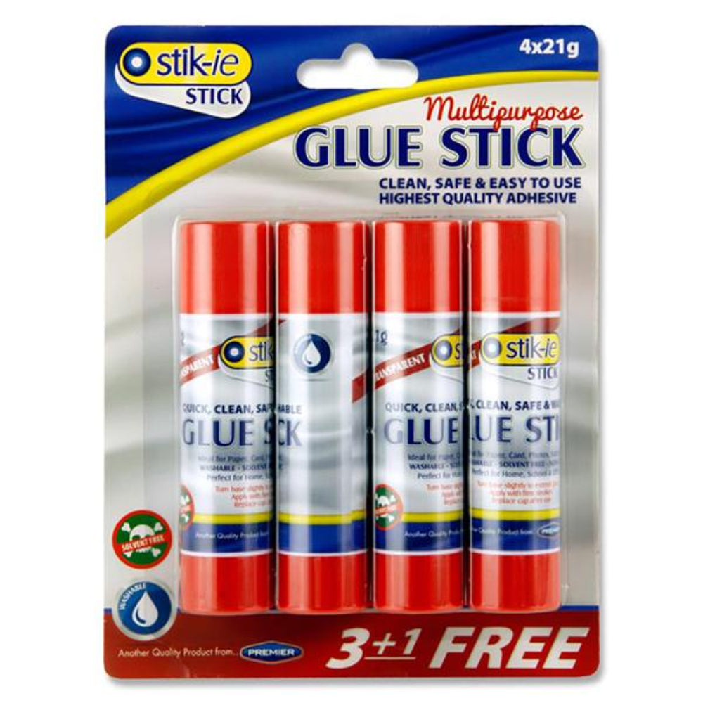 Stik-ie Glue Sticks - Pack of 3+1 Free | Stationery Shop UK