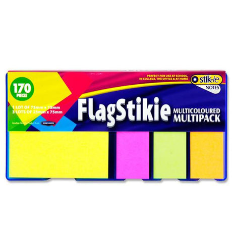 Stik-ie Multicoloured FlagStikie Notes - 1x 75mm x 75mm, 3x 25mm x 75mm - Pack of 4 | Stationery Shop UK