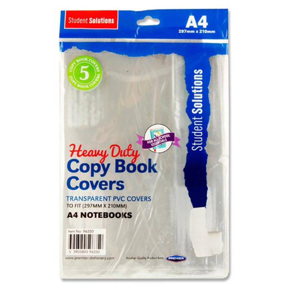 Student Solutions A4 Heavy Duty Copy Book Covers - Pack of 5 | Stationery Shop UK