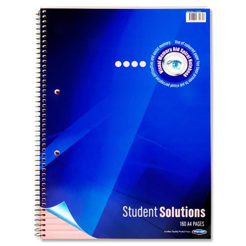 Student Solutions A4 Visual Memory Aid Spiral Notebook - 160 Pages - Pink