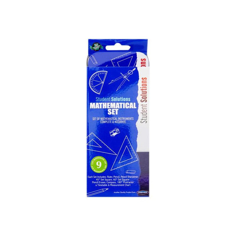 Student Solutions Maths Set - 9 Pieces - Blue | Stationery Shop UK