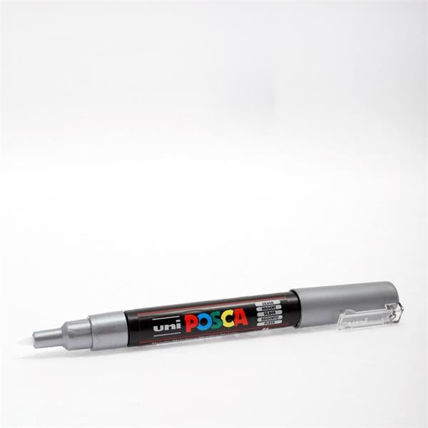 Uni Posca PC-1M 0.7mm Round Tip Ultra Fine Permanent Marker - Silver | Stationery Shop UK
