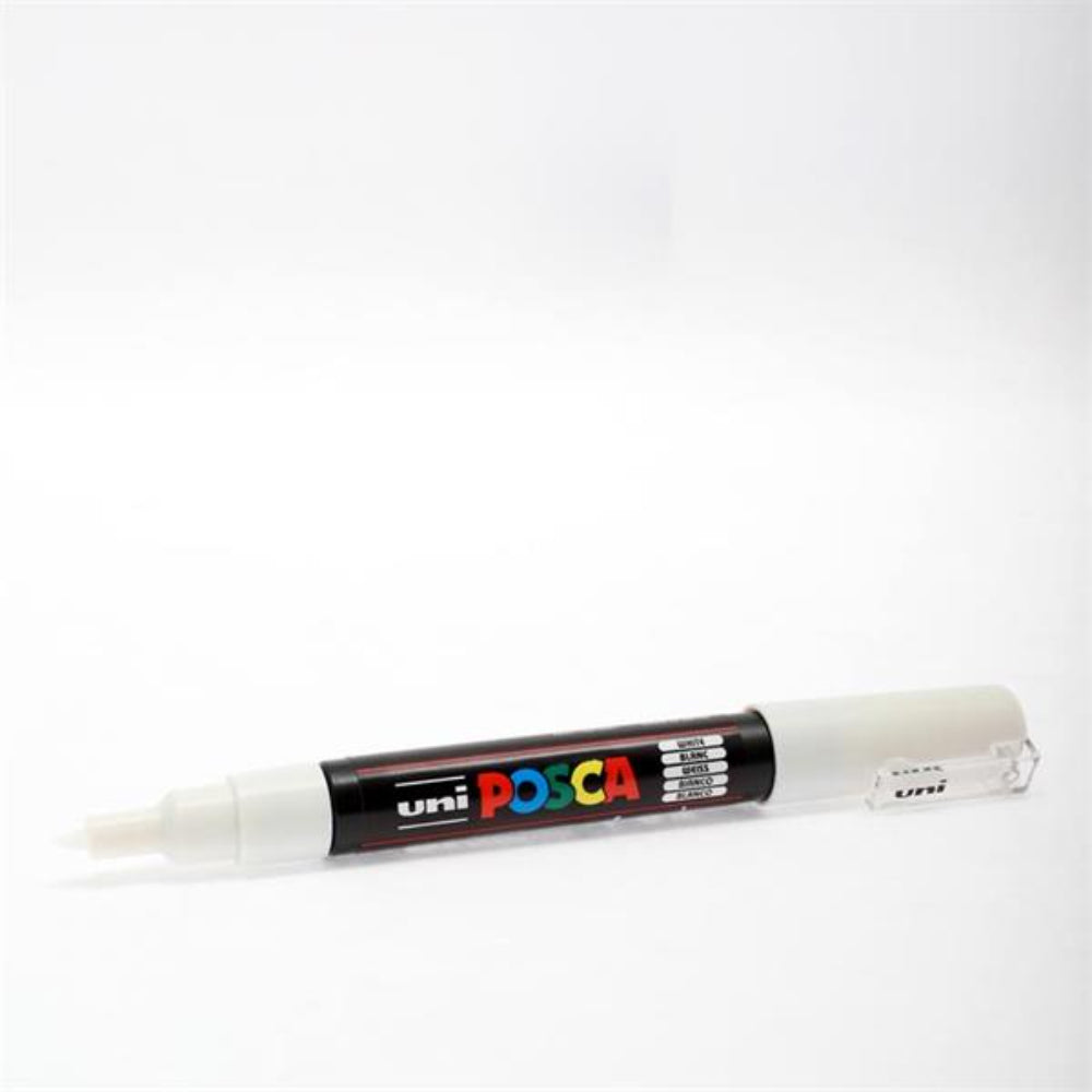 Uni Posca PC-1M 0.7mm Round Tip Ultra Fine Permanent Marker - White-Markers-Uni|StationeryShop.co.uk