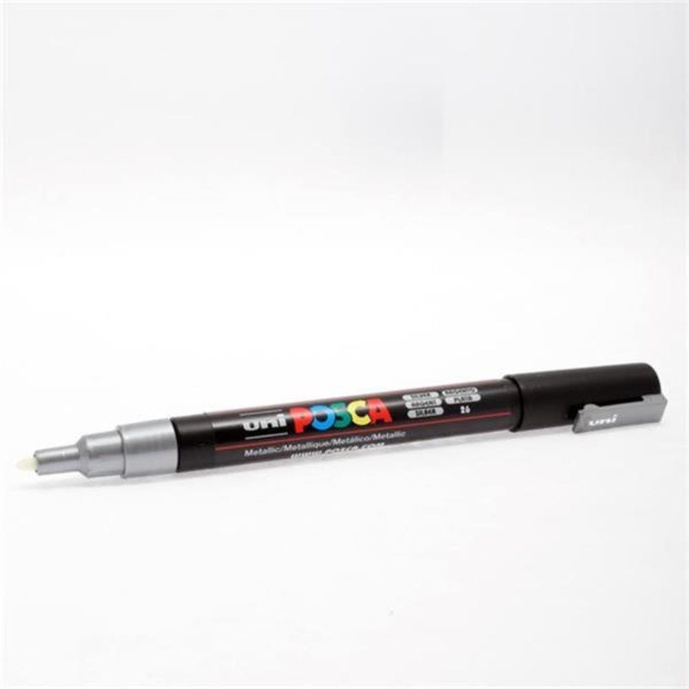 Uni Posca PC-3M Fine Line Bullet Tip Permanent Marker - Silver | Stationery Shop UK
