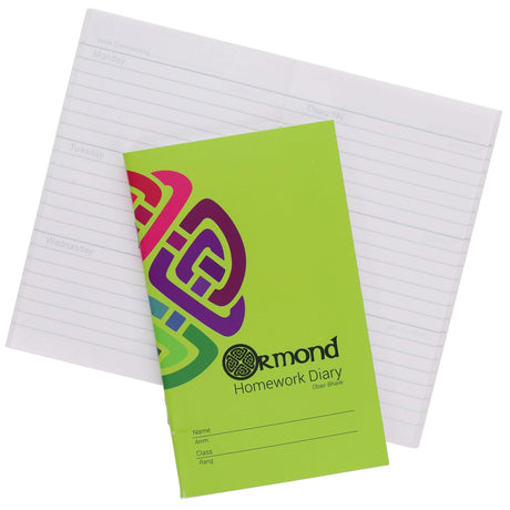 Ormond 165mm x 100mm Homework Diary Notebook - 84 Pages-Homework-Ormond|StationeryShop.co.uk