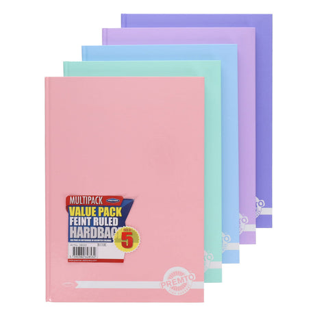 Premto Pastel Multipack | A4 Hardcover Notebook - 160 Pages - Pack of 5