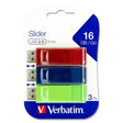 Verbatim Store'n Go USB Slider USB 2.0 Drive - 16 GB - Pack of 3