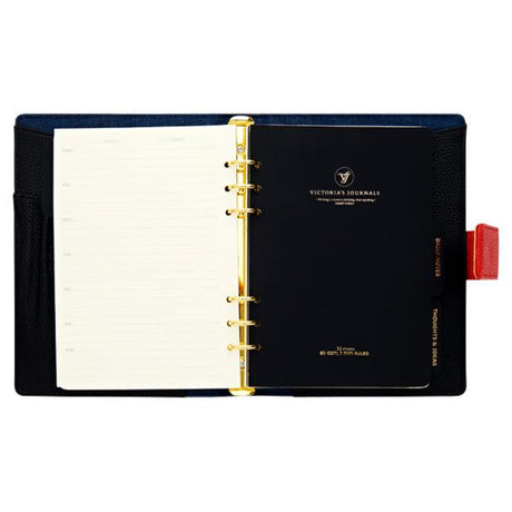 Victoria's Journals A5 Buffalo Cover Organiser with Concealed Magnetic Closure - Black | Stationery Shop UK