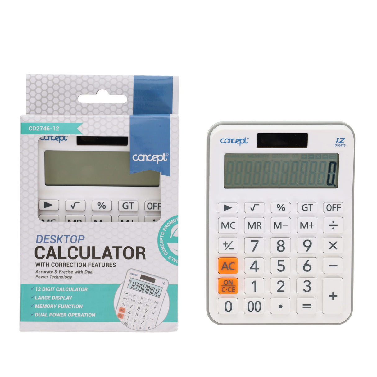 Concept Calculator 12 Digit - White