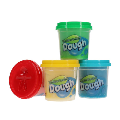 World of Colour Play Dough Pots with 4 Flat Moulds on Caps - Pack of 4 | Stationery Shop UK